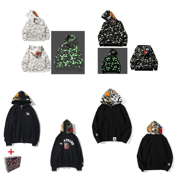 

Men's hoodies & sweaters Japanese high-quality shark head unisex pattern zipper hooded cardigan 0301, Black