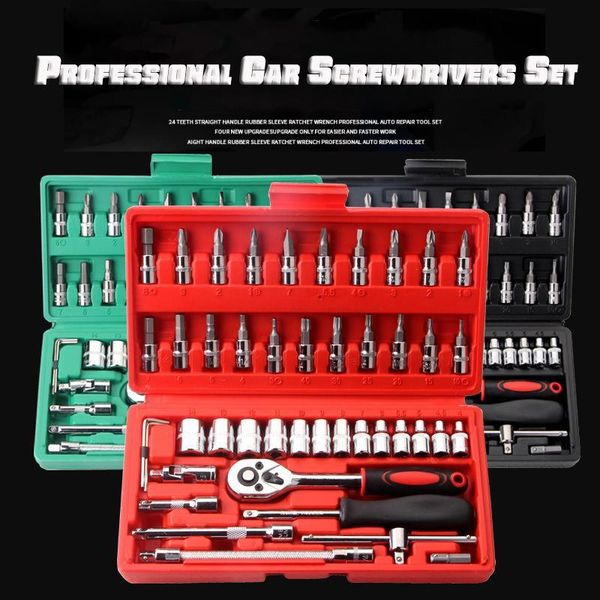 professional hand tool sets 46pcs screwdrivers set car repair tools multifunction diy kit ratchet spanner wrench socket