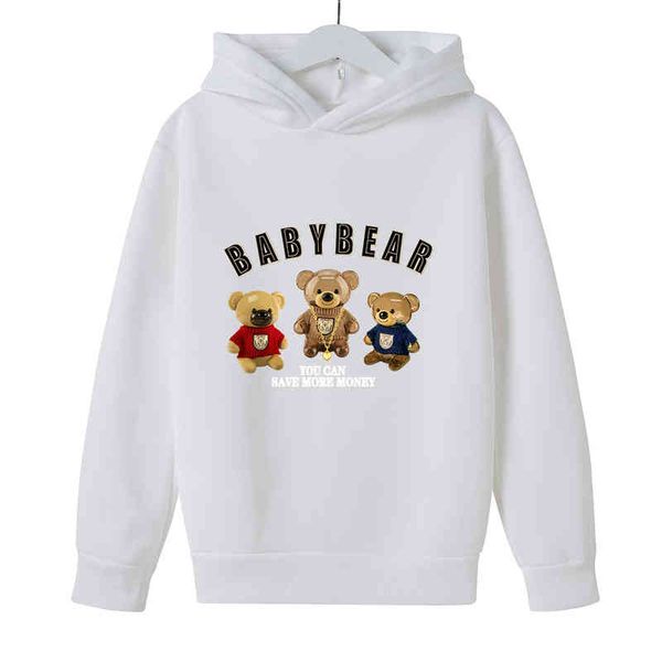 

new spring and autumn children's clothing cotton youth sweatshirt boy hoodie sweater girl sweatshirts cartoon bear print, Black