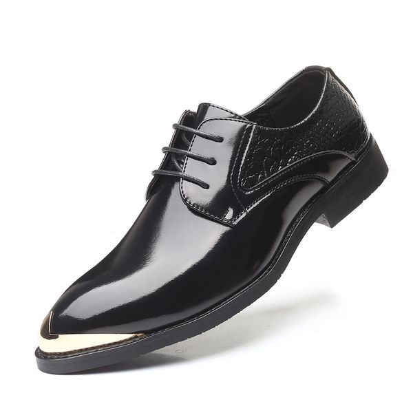 

mens business dress shoes comfortable leather shoes classic retro fashion male british shoes style formal men big size 38, Black