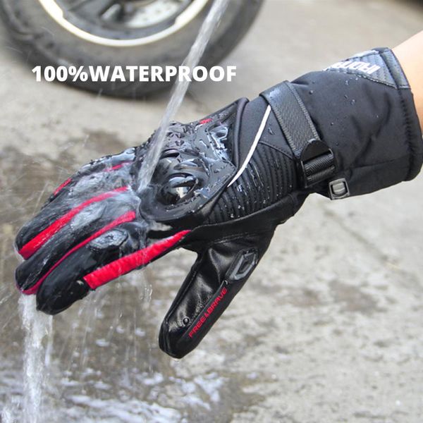 

cycling gloves men motorcycle 100% waterproof windproof winter bicycle touch screen guantes moto motorbike riding, Black