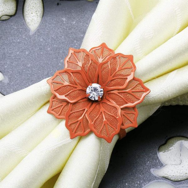 

luxury rhinestone flower shape napkin rings hollow out buckles banquet