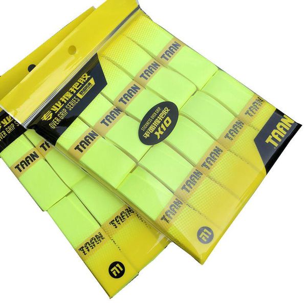 

sweatband 1pack=10pcs tennis racket overgrips wearable tenis overgrip abrasive racquet hand glue badminton sticky grips, Yellow;black