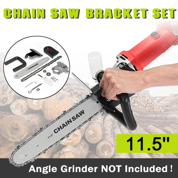 

electric saws upgrade 11.5 inch chainsaw bracket changed 100 125 150 m10/m14/m16 angle grinder into chain saw woodworking tool
