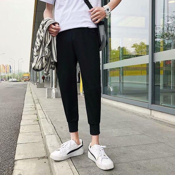 

men's pants loose solid cool outdoor streetwear fashion male summer soft, Black