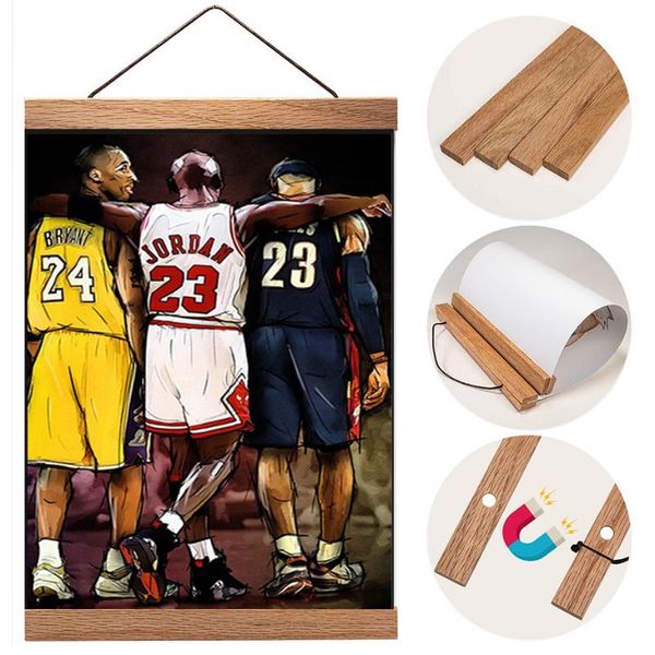 

frames nature solid wood hanger frame magnetic poster teak pine magnet kit for po pictures wall art map canvas print home decor