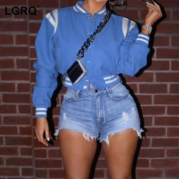

women's jackets [lgrq] loose striped sport casual short jacket lapel long sleeve coat fashion tide spring autumn 2021 19d4825, Black;brown