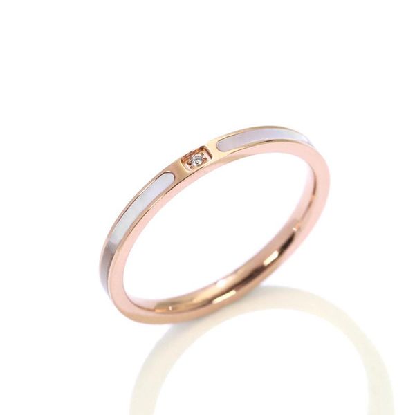 

cluster rings 2mm classic brand jewelry beautiful zircon and shell ring woman gift stainless steel gold color drop, Golden;silver
