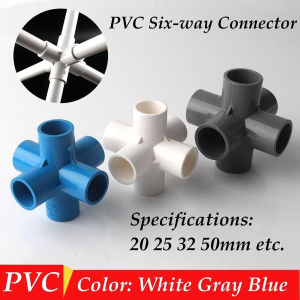 

watering equipments 2pcs i.d 20 25 32 50mm pvc 6-way connectors pipe fittings equal 6 way cross connector home diy wardrobe tent fitting