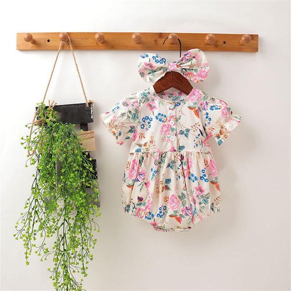 

born baby girls clothes summer fashion print infant jumpsuits + hair band 6 to 18 months toddler kids sets girl rompers, Blue