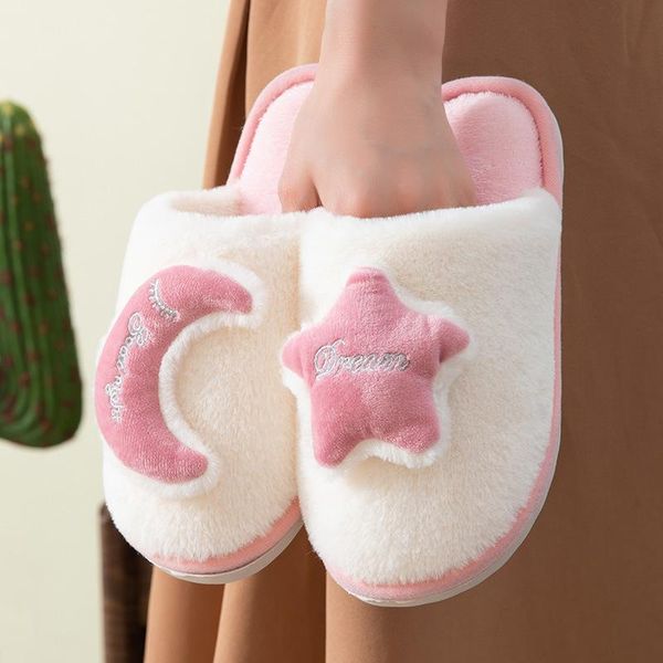 

slippers winter women cotton home indoor soft plush faux fur warm flat shoes female cute slip-on house furry comfort, Black