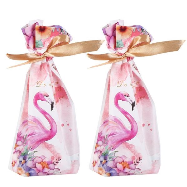 

gift wrap 50pcs drawstring candy bag creative party pouch flamingos patern biscuits packaging