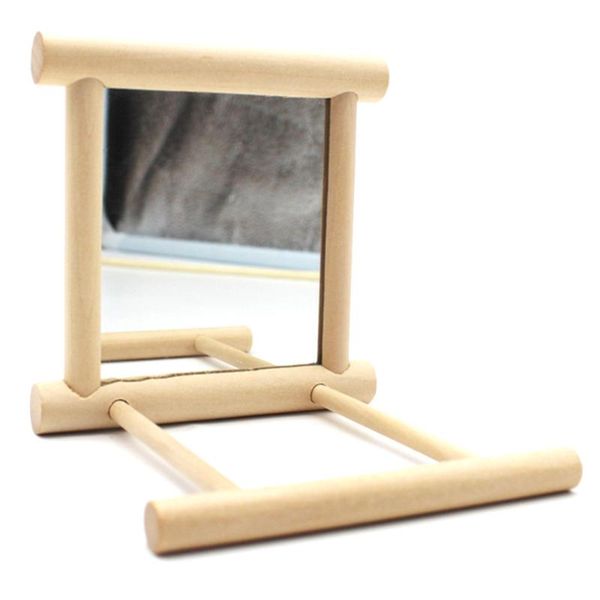 

other bird supplies funny wooden toy mirror stand platform toys for parrots cockatiel vogel cage bar accessories 10*10*10cm