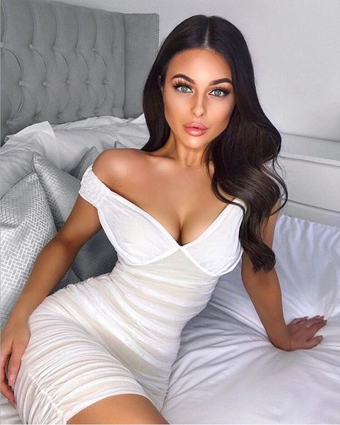 

dresses summer style v neck mesh ruced black white bodycon women bandage designer elegant evening party vestido, Black;gray
