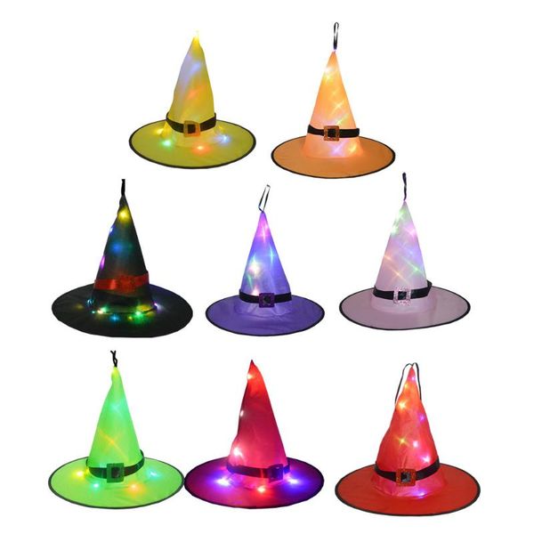 

party hats 8pcs lighted witch mmagician hat pendants glowing wizard hanging caps
