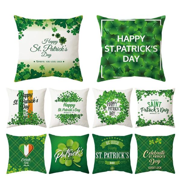 Almofada / travesseiro decorativo Home St. Patrick's Day Green Peak Parchment Set Ireland National Four-Leaf Grass Fronha