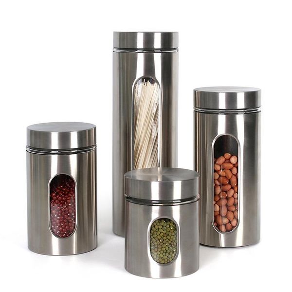 

storage bottles & jars kitchenware stainless steel tank visual glass airtight multigrain tea food kitchen tools
