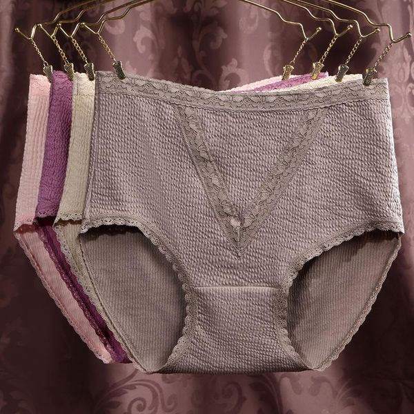 

women's panties cotton women high waist large size lace briefs plus underwear super elastic breathable panty female, Black;pink