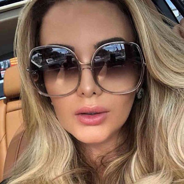 

2019 luxury round big size oversized sunglasses women's brand designer sunglasses for women's fashion retro glasses, Silver