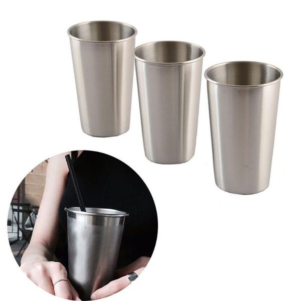 

3pcs stainless steel cup drinking juice beer glass portion cups home kitchen accessories travel picnic tools wine glasses