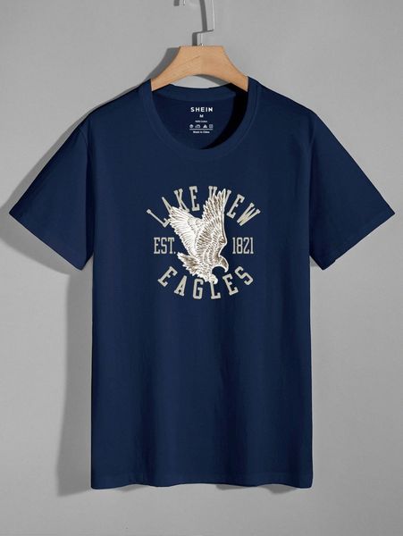 

men eagle & letter graphic tee d7ii#, White;black
