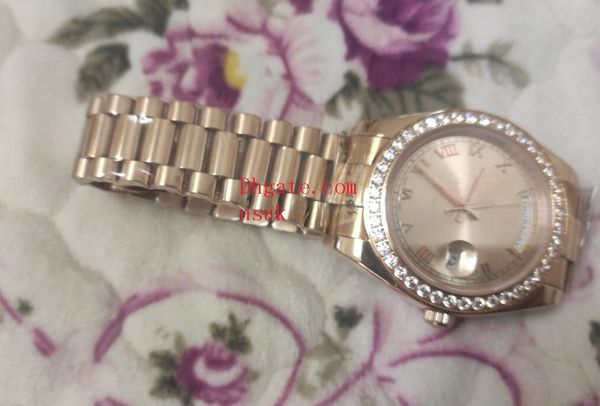 

mens watches 40mm 228345 228348 sapphire glass 18k rose gold diamond bezel roman dial automatic stainless steel bracelet fashion men watch w, Slivery;brown