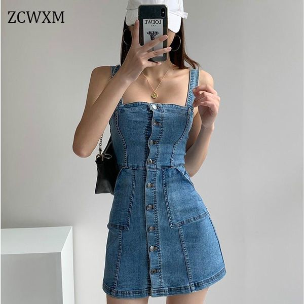 

summer women dress mini denim single breasted ins bodycon vintage high waist spaghetti strap off shoulder a-line casual dresses, Black;gray