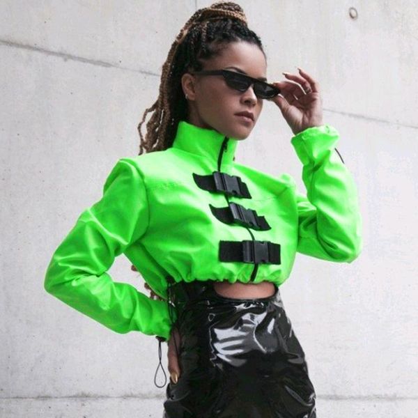 

women's jackets fashion women autumn winter crop long sleeve harajuku coats and loose hip hop party club streetwear, Black;brown