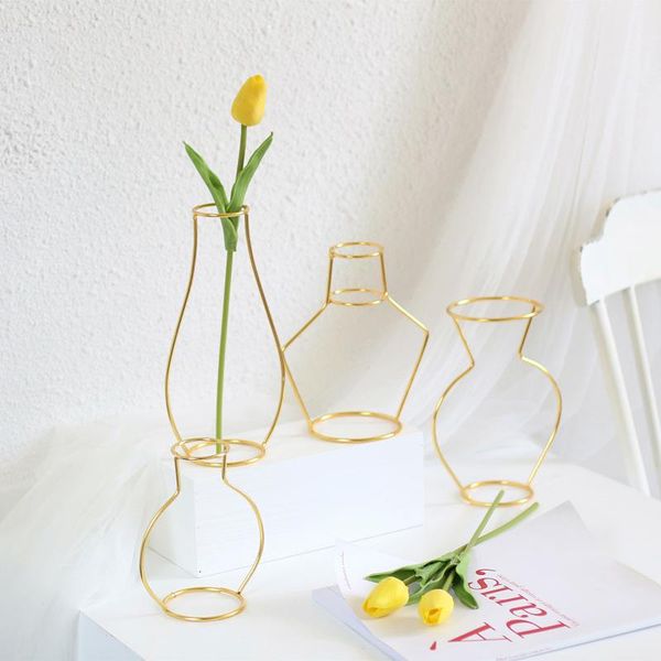 

vases brand style retro iron line flowers vase metal plant holder modern solid home decor nordic styles