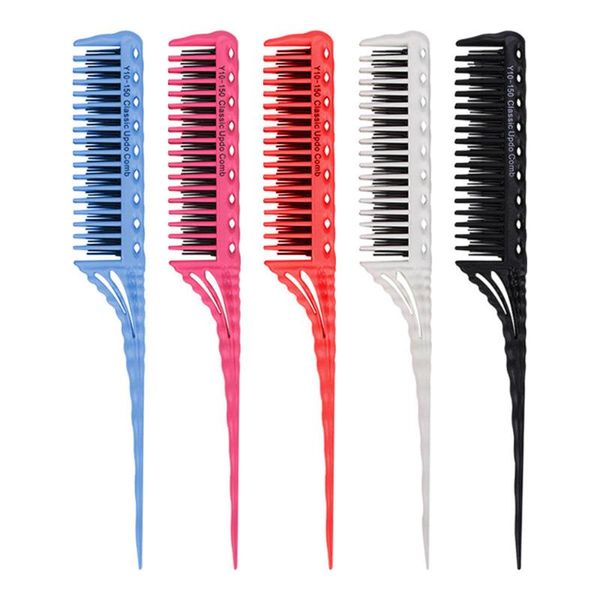 

hair brushes 1pcs portable comb salon brush styling hairdressing tail plastic set for beauty with three-row design, Silver