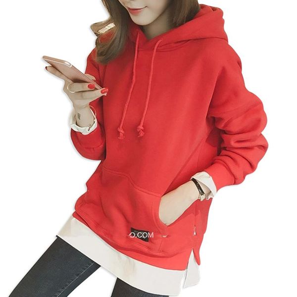 

women's hoodies & sweatshirts fashion autumn winter fleece solid color harajuku print pullover thicken loose women female casual top, Black