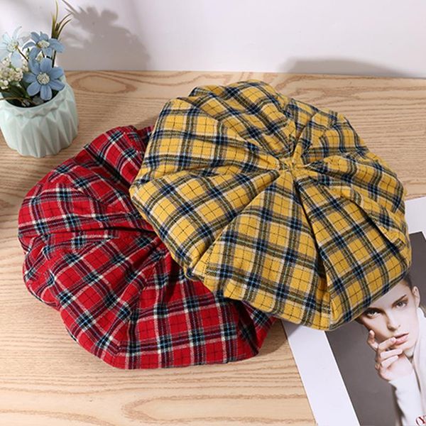 

berets red lattice beret women summer japanese retro big head circumference exaggerated cloud hat shows face small jellyfish cap, Blue;gray