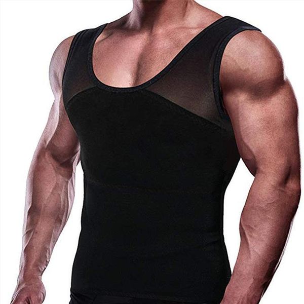

gym clothing men's compression short sleeves t-shirt & vest shape slimming body tights wear tank sports sweat tee undershirt top, White;black