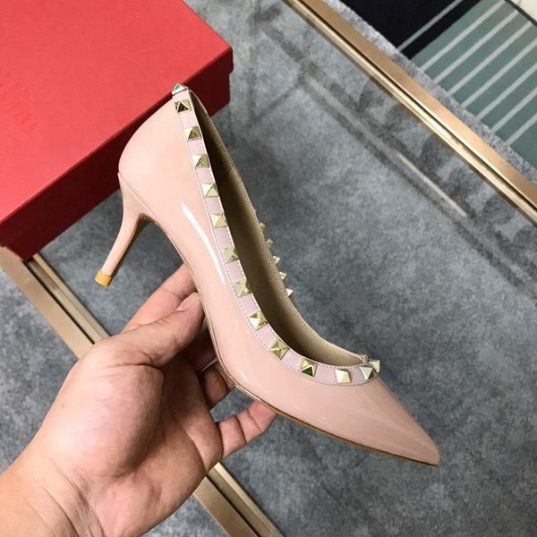 

dress shoes 2021 summer layer cowhide rivet pointed toe women's 34-43, Black