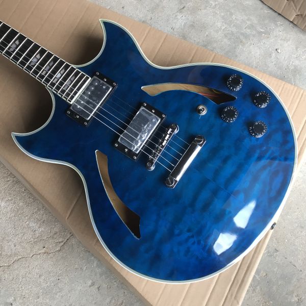 

2021 arrivals from lp custom jazz hollow electric guitar with blue color