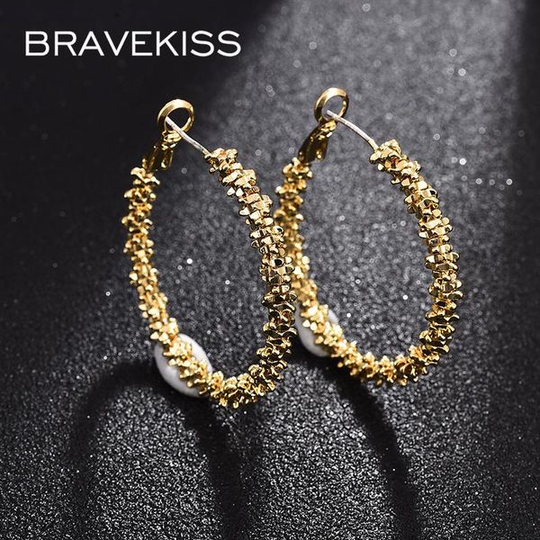 

hoop & huggie bravekiss irregular big circle earrings electroplating gold for women fashion earring jewelry dating party gift ue0738, Golden;silver