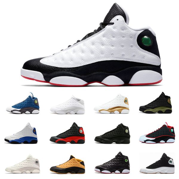 

3 13s men basketball shoes black cat bred chicago he got game hyper royal blue olive playoffs sports shoes sneakers size us 8-13f34m5epj