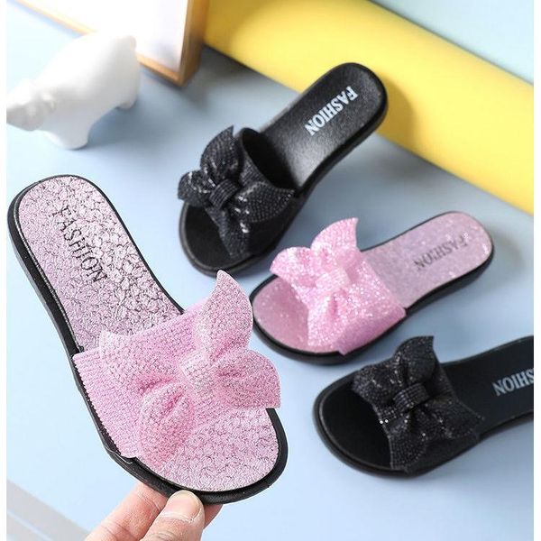 

sandals slippers princess shoes 2021 summer non-slip outdoor bright diamond soft bottom fashion cute girl, Black;red
