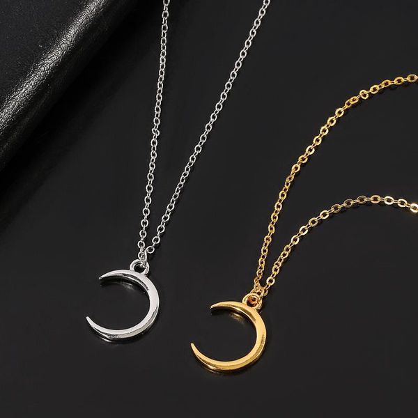 

pendant necklaces fashion punk sweet moon & pendants jewelry temperament crescent clavicle chain choker necklace accessories, Silver