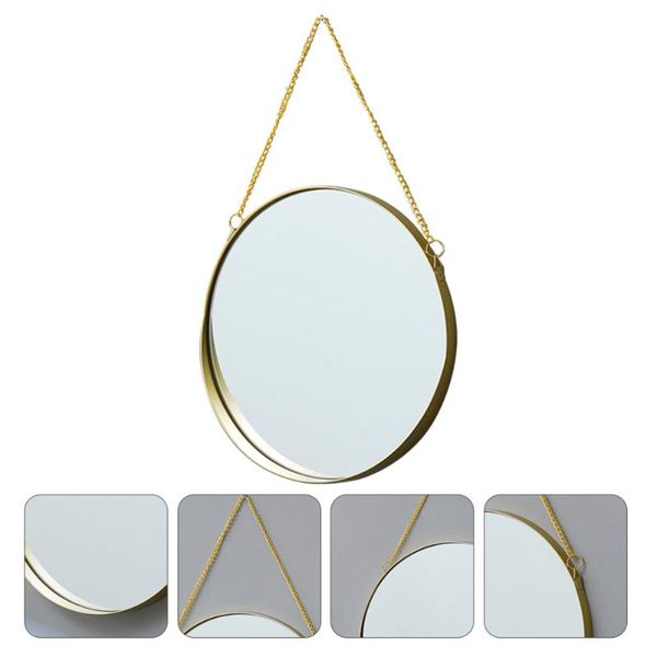 

mirrors 1pc nordic style wall mirror light luxury iron art toilet (size golden)
