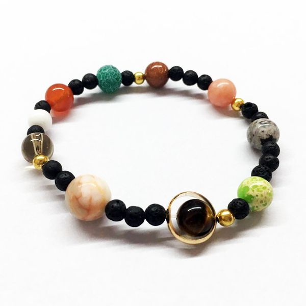 

bracelet universe galaxy 98 planets stone elastic, Golden;silver