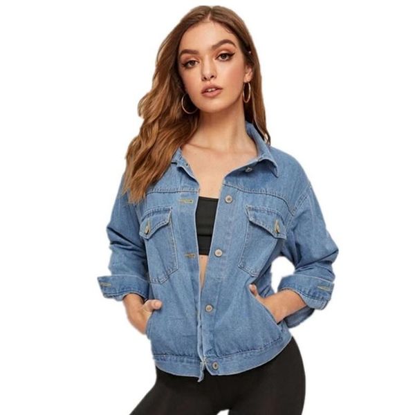 

european and american women's jacket autumn winter loose ladies denim lapel distressed single-breasted jackets, Black;brown