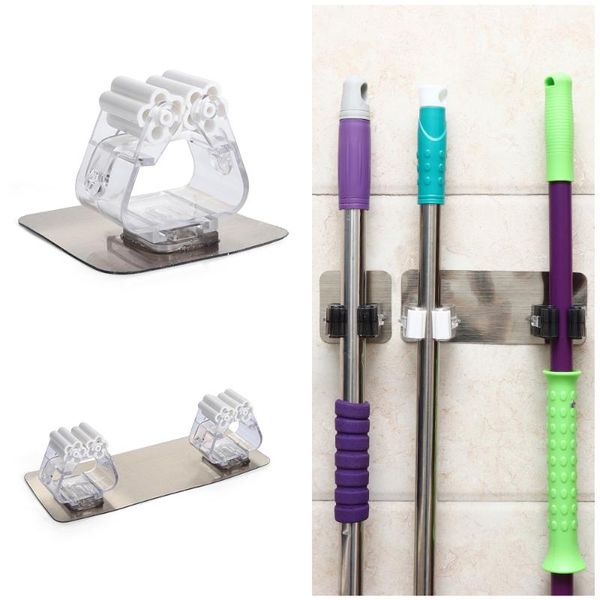 

hooks & rails 2021 single or double wall mounted mop holder brush broom hanger storage rack kitchen organizer clean bathroom use organizatio