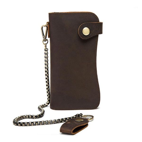 

wallets men crazy horse genuine leather clutch bag long wallet wrist money coin pocket holder bifold purse handy1, Red;black