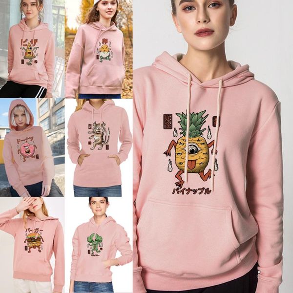 

men's hoodies & sweatshirts hoodie fashion cute monster print sweatshirt pullover harajuku long sleeve loose clothes comfortable stree, Black