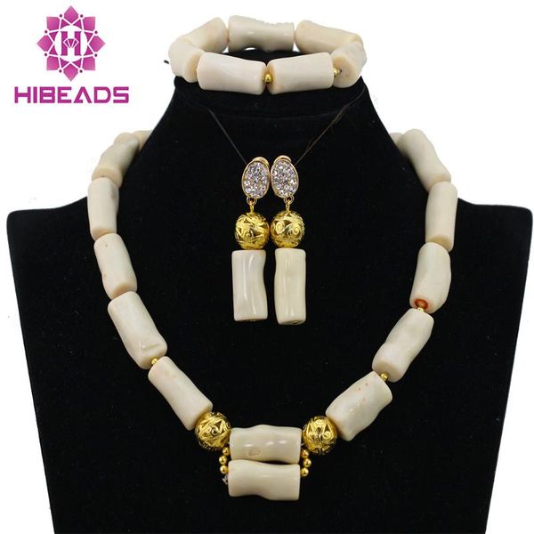 

earrings & necklace handmade white coral beads statement african sets dubai wedding engagement jewelry set cg045, Silver