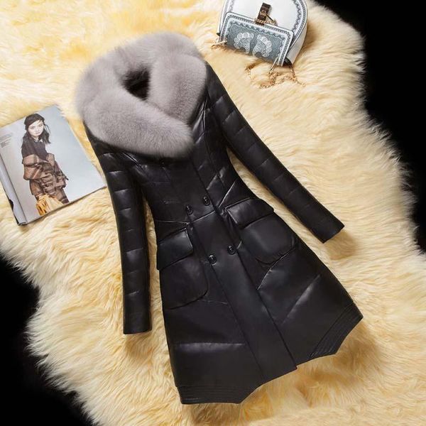 

women's fur & faux pu leather jackets woman winter 2021 korean hooded coat female fashion thick long velvet jacket down parkas, Black