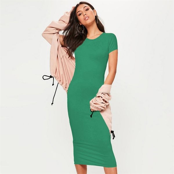 

bodycon cotton summer solid long dress slim elegant short sleeve o neck hip office lady pencil midi party robe vestido xxl 210517, Black;gray