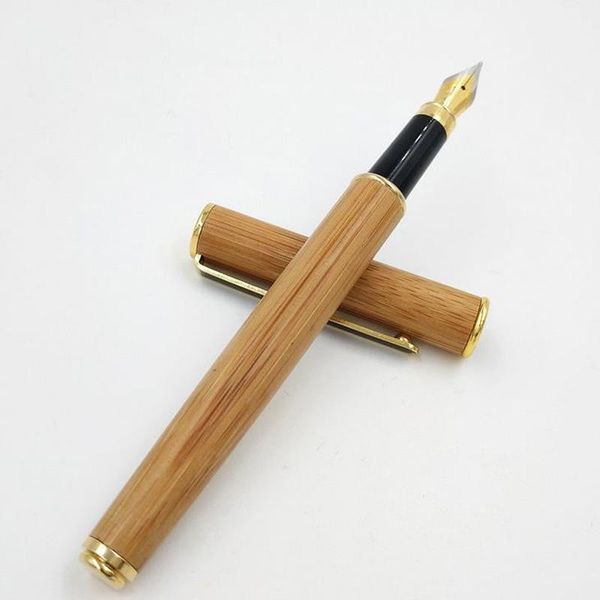 

pcs creative luxury bamboo fountain pen 0.5mm for business as gifts natual color signature pens office & school