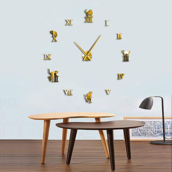 

acrylic roman digital cat fashion simple diy wall clock creative watch home accessories modern decor clocks